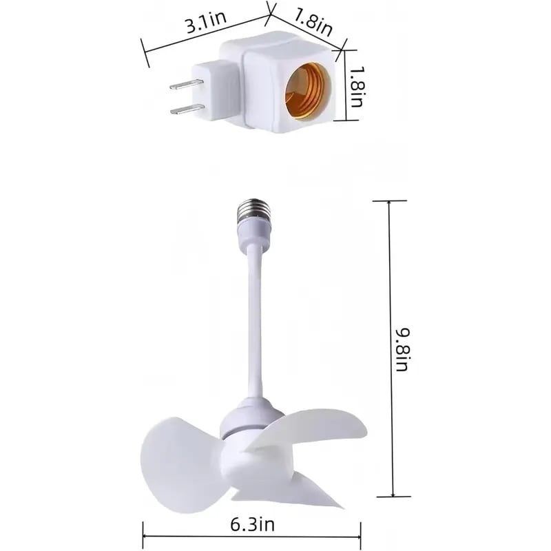 ✨2026 New Plug-in Fan Kit with Plug Adapter – Mini Quiet Electric Fan with Flexible Gooseneck Plug and Light Bulb Base