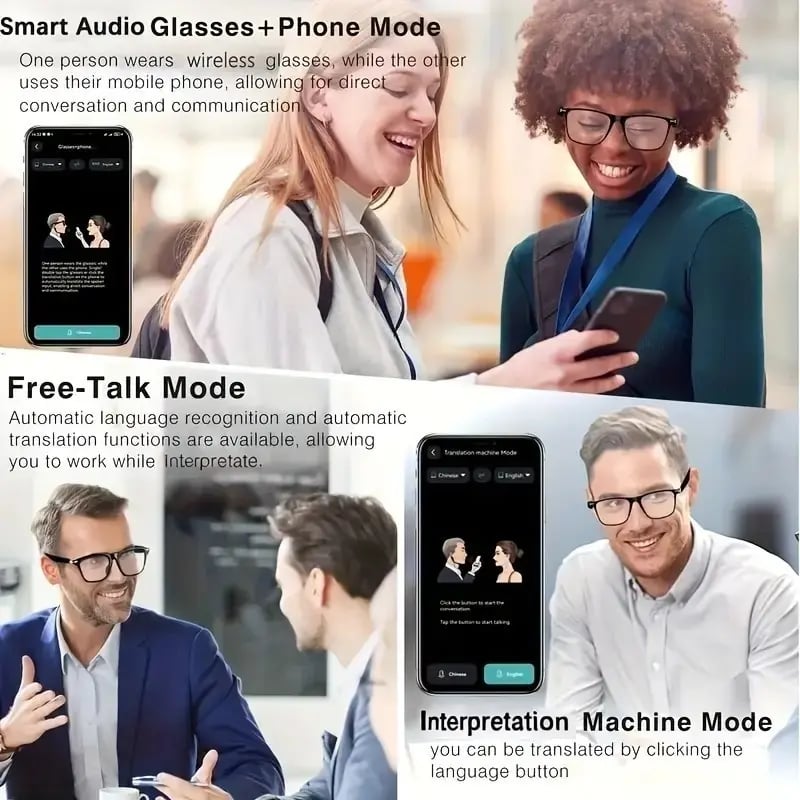 🎁Hot Sale🔥👓AI Interpretation Smart Glasses, with 33 Languages, Chat GPT,Audio Glasses for Men And Women