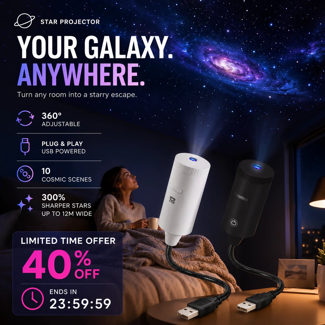 ✨ Plug-and-Play HD Star Projector🥳50,000+ Happy Users