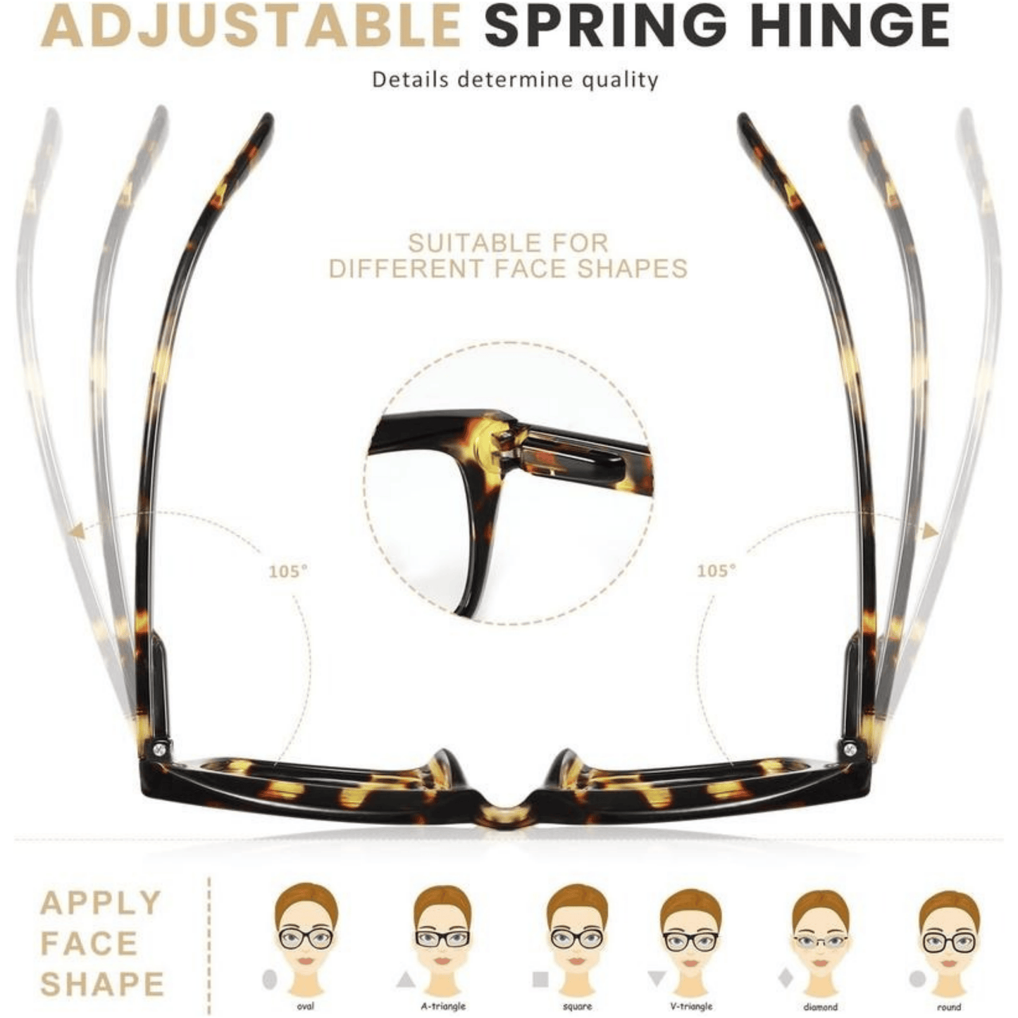 ✨Last day 70% OFF👓Tortoiseshell Reading Glasses – Blue Light Blocking Oversized Square Readers