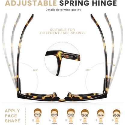 ✨Last day 70% OFF👓Tortoiseshell Reading Glasses – Blue Light Blocking Oversized Square Readers
