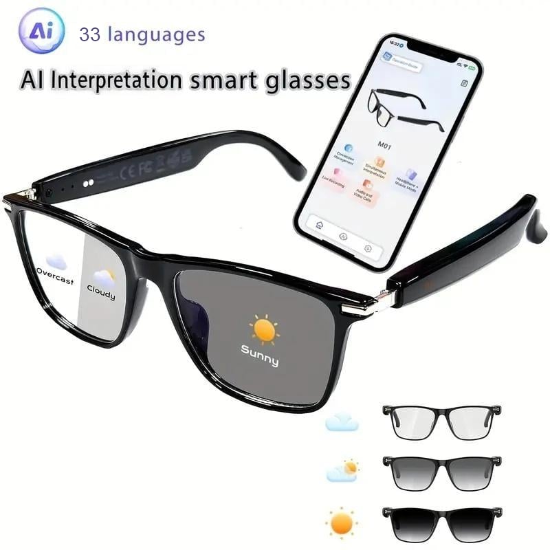 🎁Hot Sale🔥👓AI Interpretation Smart Glasses, with 33 Languages, Chat GPT,Audio Glasses for Men And Women
