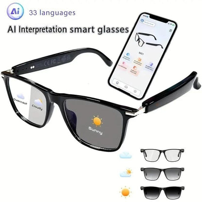 🎁Hot Sale🔥👓AI Interpretation Smart Glasses, with 33 Languages, Chat GPT,Audio Glasses for Men And Women