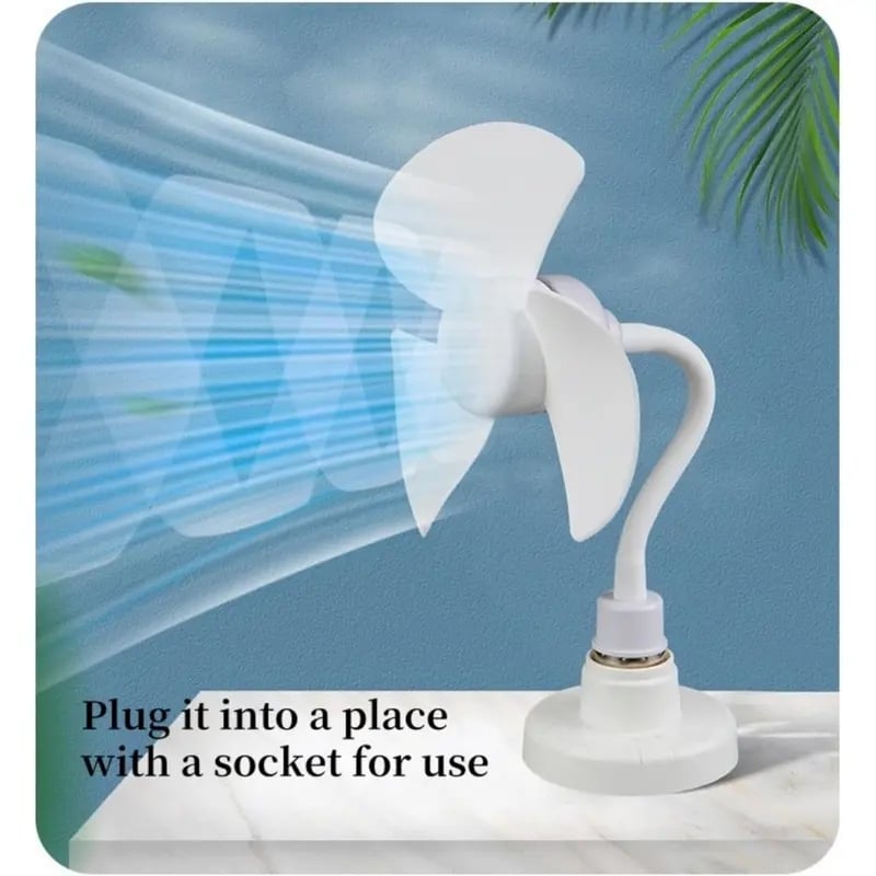 ✨2026 New Plug-in Fan Kit with Plug Adapter – Mini Quiet Electric Fan with Flexible Gooseneck Plug and Light Bulb Base