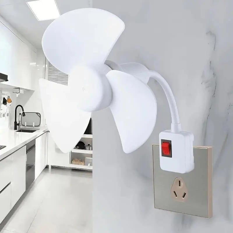 ✨2026 New Plug-in Fan Kit with Plug Adapter – Mini Quiet Electric Fan with Flexible Gooseneck Plug and Light Bulb Base