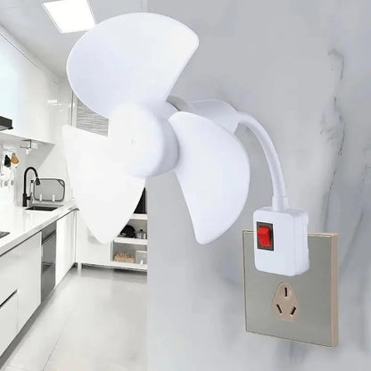 ✨2026 New Plug-in Fan Kit with Plug Adapter – Mini Quiet Electric Fan with Flexible Gooseneck Plug and Light Bulb Base