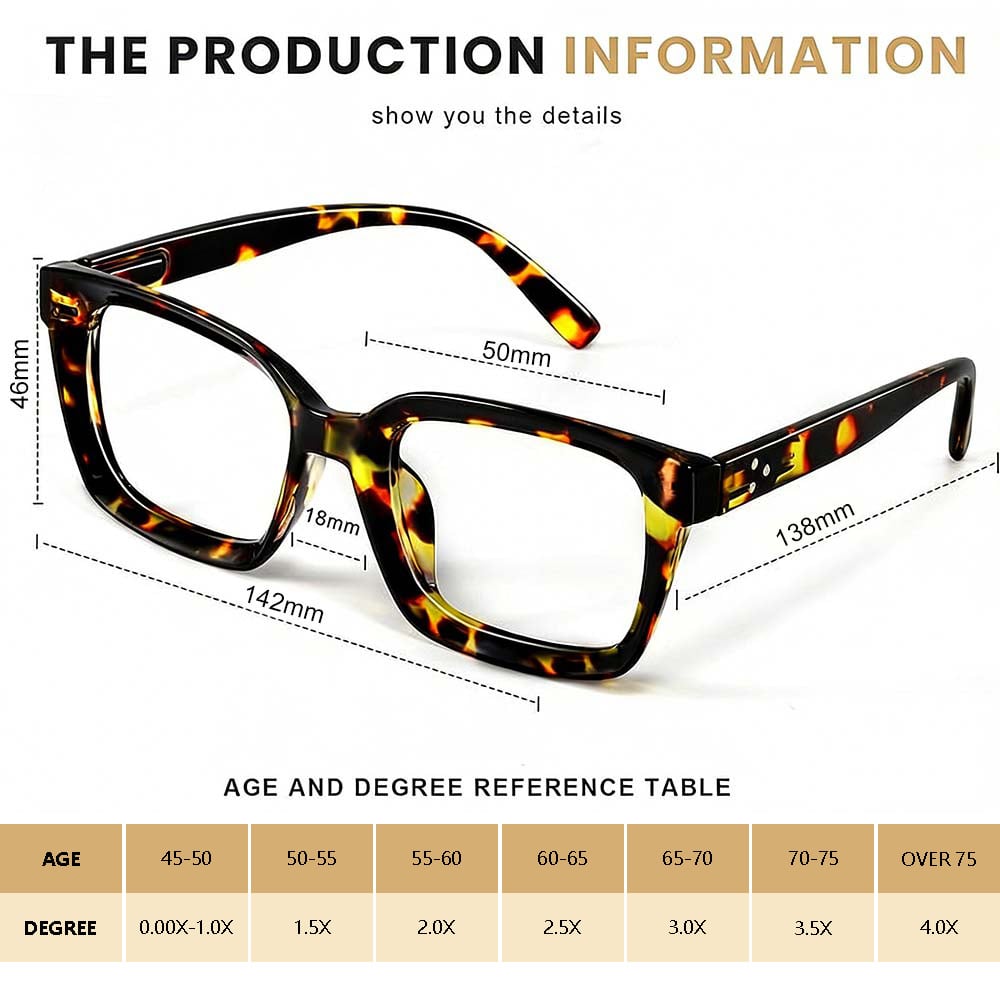 ✨Last day 70% OFF👓Tortoiseshell Reading Glasses – Blue Light Blocking Oversized Square Readers