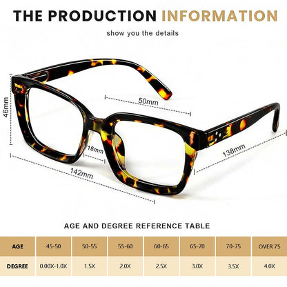 ✨Last day 70% OFF👓Tortoiseshell Reading Glasses – Blue Light Blocking Oversized Square Readers