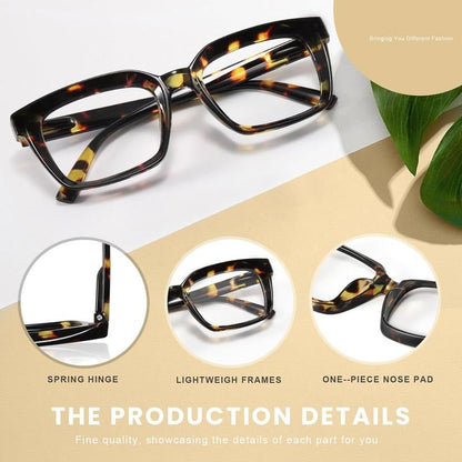 ✨Last day 70% OFF👓Tortoiseshell Reading Glasses – Blue Light Blocking Oversized Square Readers